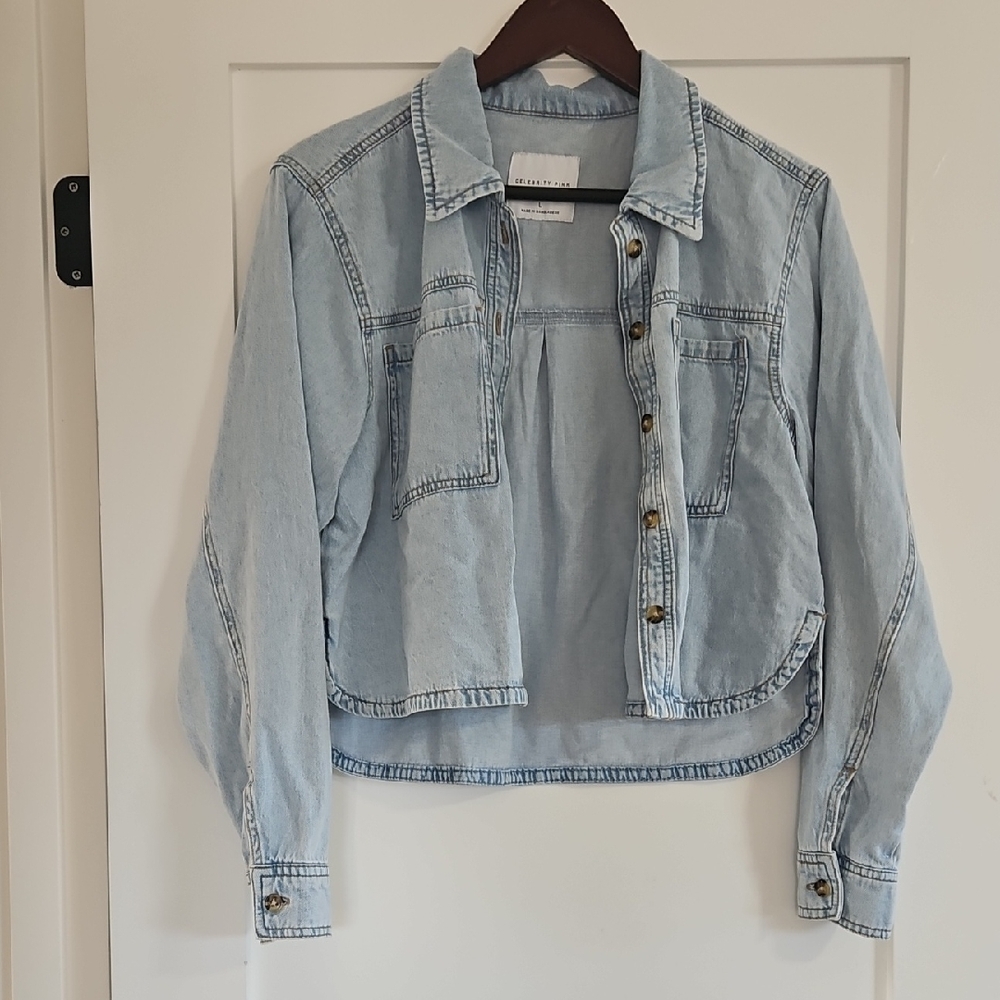 Celebrity Pink Womens L Light Blue Denim top